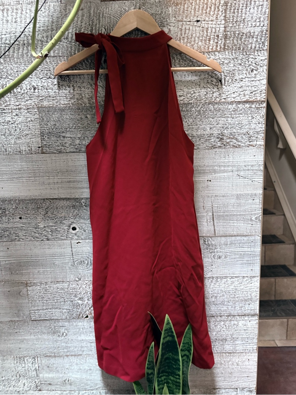 Theory | "Espere" Tie-Neck A-Line Crepe Shift Midi Dress - Women's 2, Deep Red